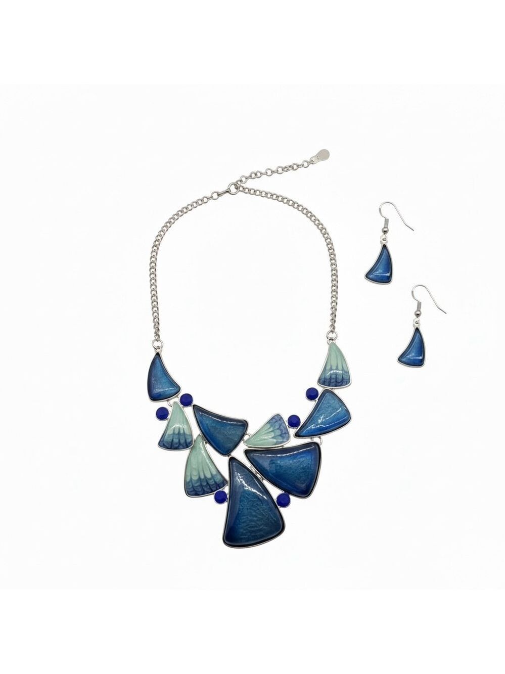 Elegant Blue and Silver Necklace and Earring Set - Picture 3 of 6